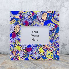 Blue Yellow Background Pattern Vector Texture Paisley White Box Photo Frame 4  X 6  by danenraven