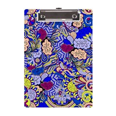 Blue Yellow Background Pattern Vector Texture Paisley A5 Acrylic Clipboard by danenraven