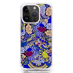 Blue Yellow Background Pattern Vector Texture Paisley Iphone 14 Pro Tpu Uv Print Case