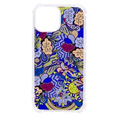 Blue Yellow Background Pattern Vector Texture Paisley Iphone 13 Mini Tpu Uv Print Case by danenraven