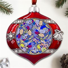 Blue Yellow Background Pattern Vector Texture Paisley Metal Snowflake And Bell Red Ornament