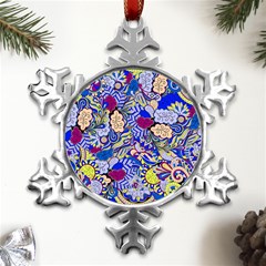 Blue Yellow Background Pattern Vector Texture Paisley Metal Small Snowflake Ornament