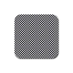 Black And White Checkerboard Background Board Checker Rubber Square Coaster (4 Pack) by Cowasu