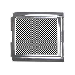 Black And White Checkerboard Background Board Checker Mega Link Italian Charm (18mm) by Cowasu