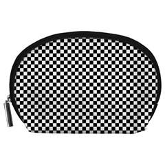 Black And White Checkerboard Background Board Checker Accessory Pouch (large) by Cowasu