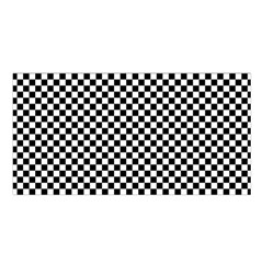 Black And White Checkerboard Background Board Checker Satin Shawl 45  X 80  by Cowasu