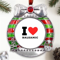 I Love Baci Metal X mas Ribbon With Red Crystal Round Ornament