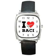 I Love Baci  Square Metal Watch by ilovewhateva