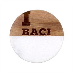 I Love Baci  Classic Marble Wood Coaster (round)  by ilovewhateva