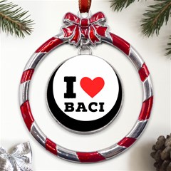 I Love Baci  Metal Red Ribbon Round Ornament