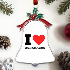 I Love Asparagus  Metal Holly Leaf Bell Ornament by ilovewhateva