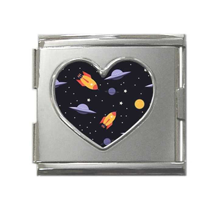 Cosmos Rockets Spaceships Ufos Mega Link Heart Italian Charm (18mm)