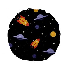 Cosmos Rockets Spaceships Ufos Standard 15  Premium Round Cushions by Cowasu