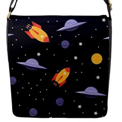 Cosmos Rockets Spaceships Ufos Flap Closure Messenger Bag (s) by Cowasu