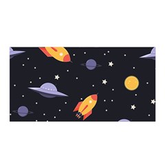 Cosmos Rockets Spaceships Ufos Satin Wrap 35  X 70  by Cowasu