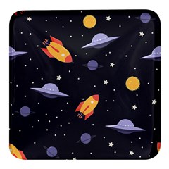 Cosmos Rockets Spaceships Ufos Square Glass Fridge Magnet (4 Pack)