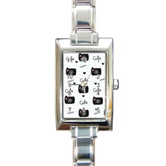 Cute Cameras Doodles Hand Drawn Rectangle Italian Charm Watch by Cowasu