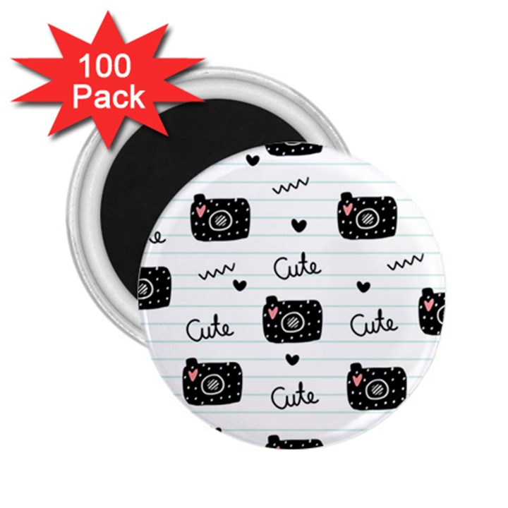 Cute Cameras Doodles Hand Drawn 2.25  Magnets (100 pack) 