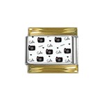 Cute Cameras Doodles Hand Drawn Gold Trim Italian Charm (9mm) Front