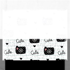 Cute Cameras Doodles Hand Drawn Rectangular Jigsaw Puzzl by Cowasu