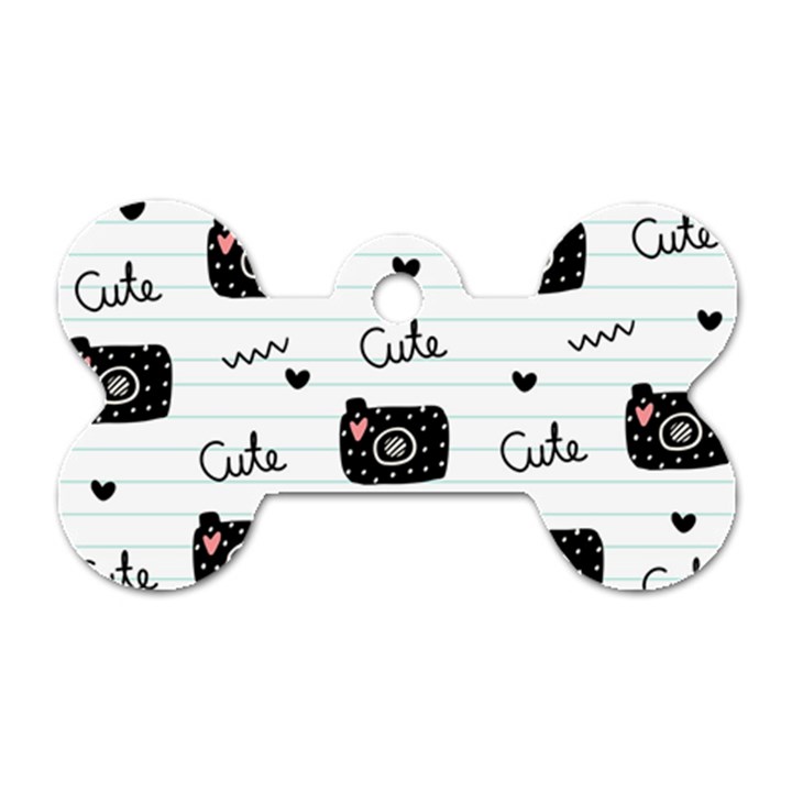 Cute Cameras Doodles Hand Drawn Dog Tag Bone (Two Sides)