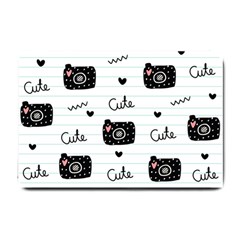 Cute Cameras Doodles Hand Drawn Small Doormat by Cowasu