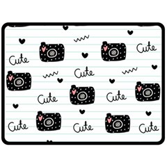 Cute Cameras Doodles Hand Drawn Fleece Blanket (large) by Cowasu