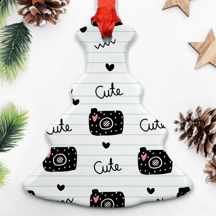 Cute Cameras Doodles Hand Drawn Christmas Tree Ornament (Two Sides)