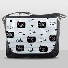 Cute Cameras Doodles Hand Drawn Messenger Bag by Cowasu