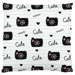 Cute Cameras Doodles Hand Drawn Large Cushion Case (two Sides) by Cowasu