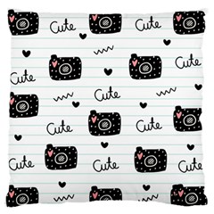 Cute Cameras Doodles Hand Drawn Large Premium Plush Fleece Cushion Case (one Side) by Cowasu