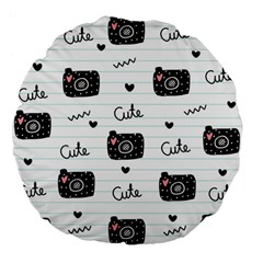 Cute Cameras Doodles Hand Drawn Large 18  Premium Flano Round Cushions by Cowasu