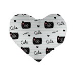 Cute Cameras Doodles Hand Drawn Standard 16  Premium Flano Heart Shape Cushions Front