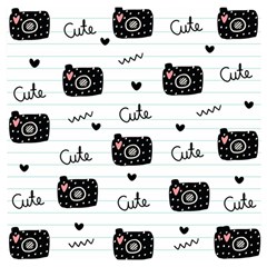 Cute Cameras Doodles Hand Drawn Wooden Puzzle Square by Cowasu