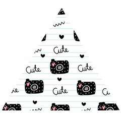 Cute Cameras Doodles Hand Drawn Wooden Puzzle Triangle by Cowasu