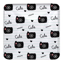 Cute Cameras Doodles Hand Drawn Square Glass Fridge Magnet (4 Pack) by Cowasu