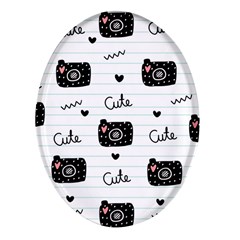 Cute Cameras Doodles Hand Drawn Oval Glass Fridge Magnet (4 Pack)