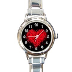 Heart Brain Mind Psychology Doubt Round Italian Charm Watch by Cowasu