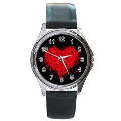 Heart Brain Mind Psychology Doubt Round Metal Watch