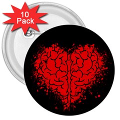 Heart Brain Mind Psychology Doubt 3  Buttons (10 Pack)  by Cowasu