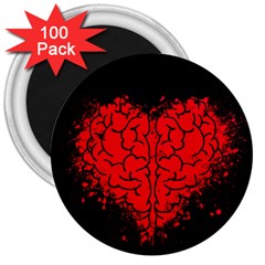 Heart Brain Mind Psychology Doubt 3  Magnets (100 Pack)