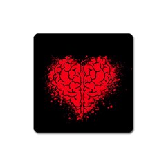 Heart Brain Mind Psychology Doubt Square Magnet by Cowasu