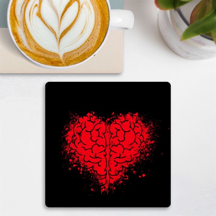 Heart Brain Mind Psychology Doubt UV Print Square Tile Coaster 