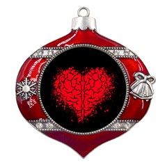 Heart Brain Mind Psychology Doubt Metal Snowflake And Bell Red Ornament by Cowasu