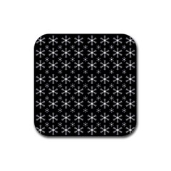 Snowflakes Background Pattern Rubber Coaster (square) by Cowasu