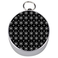 Snowflakes Background Pattern Silver Compasses by Cowasu