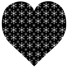 Snowflakes Background Pattern Wooden Puzzle Heart by Cowasu