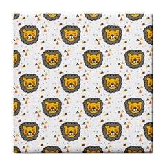 Lion Heads Pattern Design Doodle Tile Coaster by Cowasu