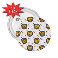 Lion Heads Pattern Design Doodle 2 25  Buttons (10 Pack)  by Cowasu