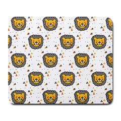 Lion Heads Pattern Design Doodle Large Mousepad